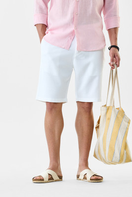Snitch Solid Men White Casual Shorts
