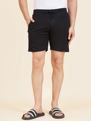 SWEET DREAMS Solid Men Black Bermuda Shorts