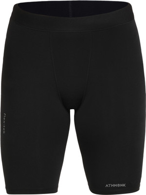 Athmonk Solid Men Black Compression Shorts