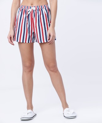 Tokyo Talkies Solid Women Red, White, Blue Regular Shorts