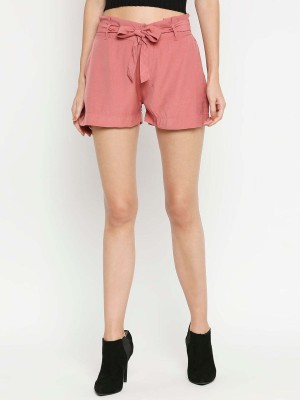 Kraus Jeans Solid Women Pink Denim Shorts