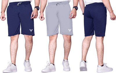 PTELRA Solid Men Blue, Grey Basic Shorts