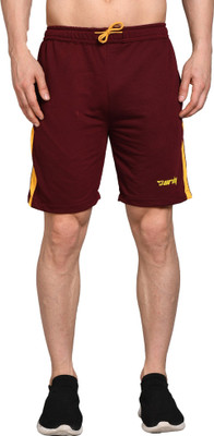 Burdy Solid Men Maroon Sports Shorts