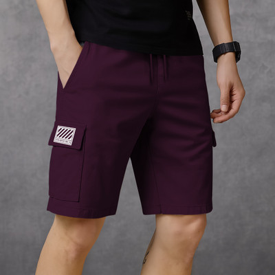 BEING WANTED Solid Men Purple Cargo Shorts