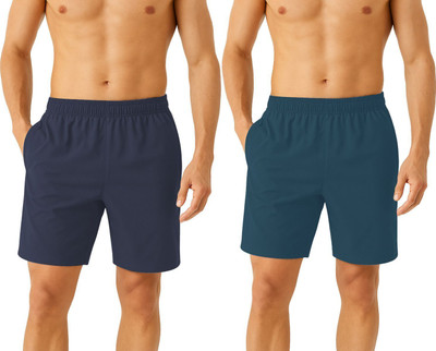 Sportinger Solid Men Dark Blue, Blue Regular Shorts, Running Shorts, Gym Shorts, Cycling Shorts