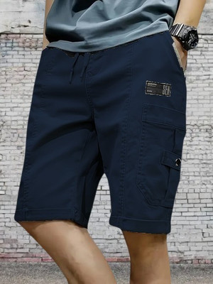 TYRELL Solid Men Dark Blue Cargo Shorts