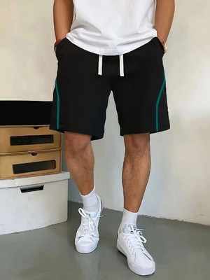 CULISH Striped Men Black Regular Shorts, Basic Shorts