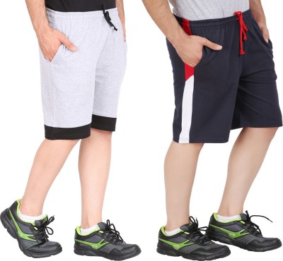 Trendolo Color Block Men Dark Blue, Grey Sports Shorts