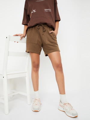 MAX Solid Women Brown Basic Shorts