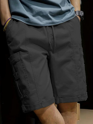 ZARTHA Solid Men Dark Grey Cargo Shorts