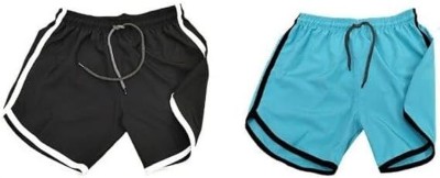 Kashid Enterprise Solid Men Black, Blue Regular Shorts