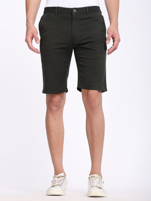 INDIAN TERRAIN Solid Men Green Casual Shorts