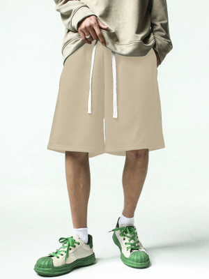 kviner Solid Men Beige Regular Shorts