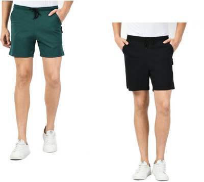 KAVYA Solid Men Green, Black Bermuda Shorts