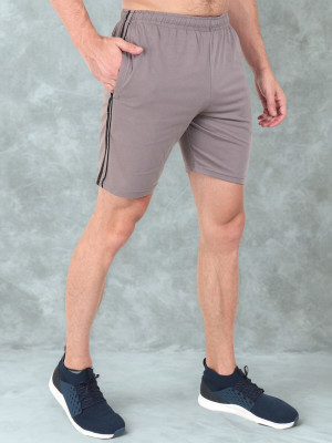 Zeffit Striped Men Silver Bermuda Shorts