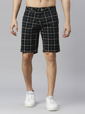 Thomas Scott Checkered Men Black Basic Shorts