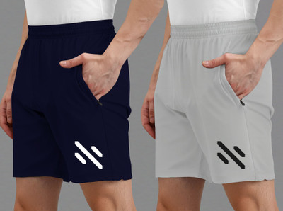 AVOLT Printed Men Dark Blue, Grey Sports Shorts