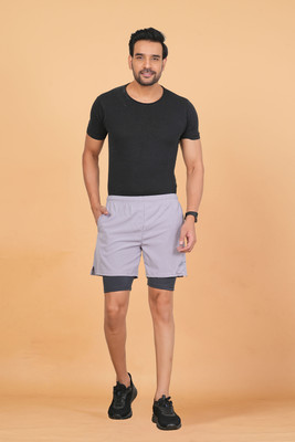Black Vulture Solid Men Grey Basic Shorts