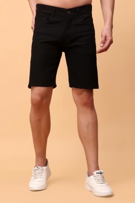 PRJ IN STYLE Solid Men Denim Black Basic Shorts