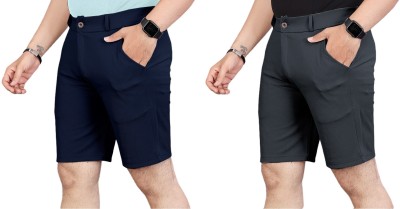 INDICLUB Solid Men Blue, Grey Running Shorts