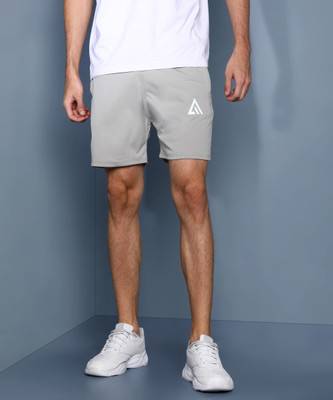 Adrenex Solid Men Grey Sports Shorts