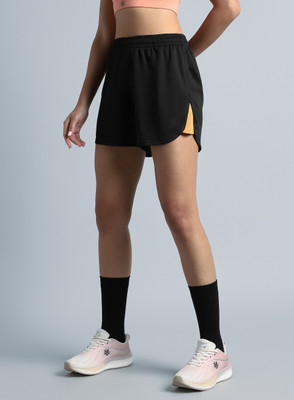 Cult Color Block Women Black Sports Shorts