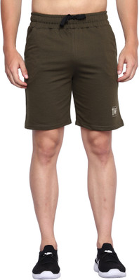 TWF Solid Men Green Regular Shorts