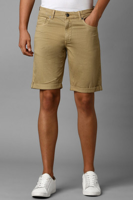 LOUIS PHILIPPE Solid Men Khaki Regular Shorts