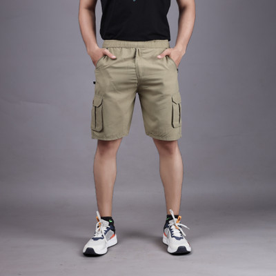 AKSHT ENTERPRISE Solid Men Beige Cargo Shorts