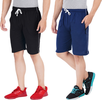 Guide Solid Men Black, Blue Regular Shorts