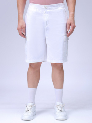 The Indian Garage Co. Solid Men White Cargo Shorts