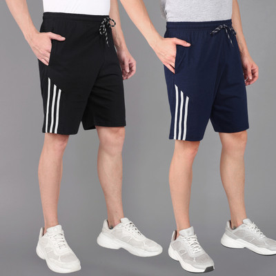 4 SPEED Solid Men Black, Blue Sports Shorts