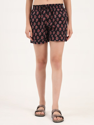 Divena Printed Women Black Regular Shorts
