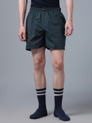 Don Vino Checkered Men Green Boxer Shorts