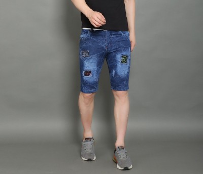 NIRALI Solid Men Denim Blue Denim Shorts