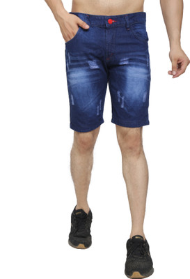 NIRALI Solid Men Denim Dark Blue Denim Shorts