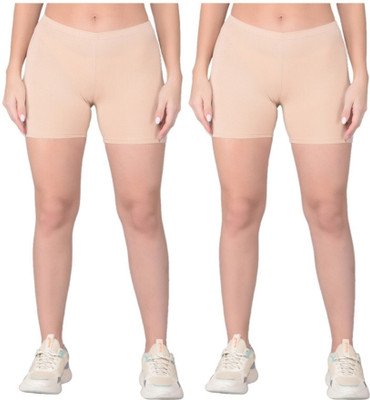 Comfort Lady Solid Women Beige Cycling Shorts