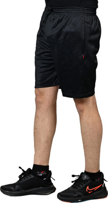 LS SPORTS Solid Men Black Regular Shorts