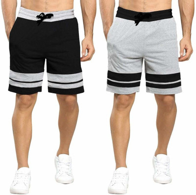 Trendolo Color Block Men Black, Grey Regular Shorts