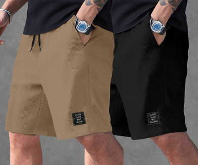 KAJARU Self Design Men Brown, Black Regular Shorts