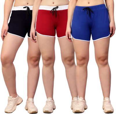 DIAZ Solid Women Multicolor Sports Shorts