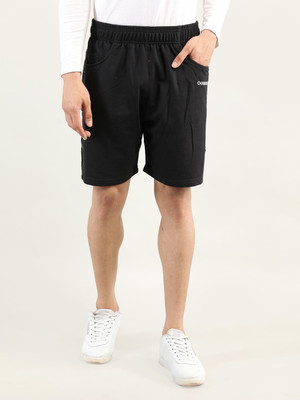 CHKOKKO Solid Men Black Regular Shorts