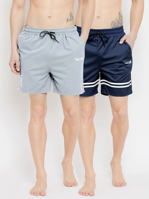 Chrome & Coral Striped Men Multicolor Casual Shorts