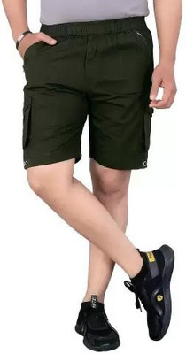 Sky Enterprise Printed Men Green Cargo Shorts