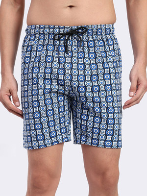 TT Printed Men Blue Basic Shorts