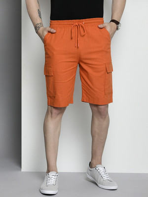 The Indian Garage Co. Solid Men Orange Cargo Shorts