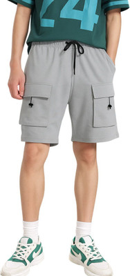 METRONAUT Men's Cargo Shorts with Multiple Pockets – Casual, Sports & Travel Solid Men Grey Cargo Shorts