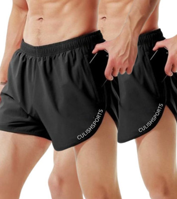 Culish Trend Printed Men Black Gym Shorts, Regular Shorts, Running Shorts, Sports Shorts