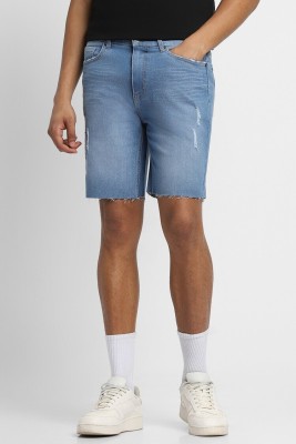 FOREVER 21 Solid Men Blue Denim Shorts