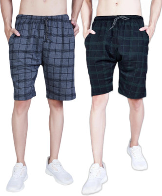 WILD CAMO Checkered Men Multicolor Casual Shorts